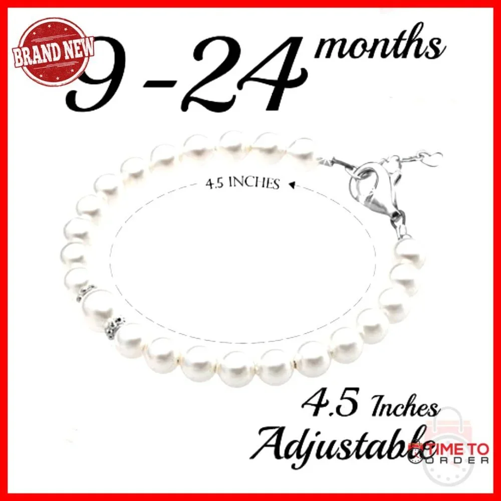 Sterling Silver Pearl Bracelet for Girls, Adjustable Charm, Keepsake Gift